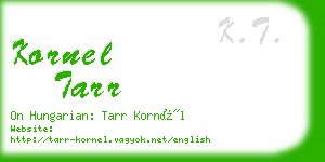 kornel tarr business card
